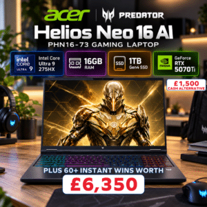 Acer Predator Helios Neo 16 AI Gaming Laptop plus £6,350 Instant Wins